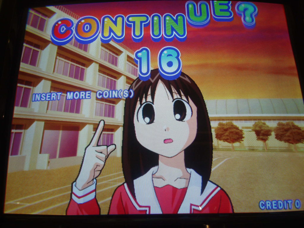 "Continue" Bildschirm eines Arcade-Spiels