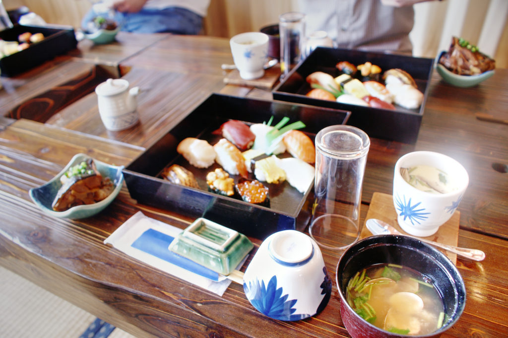 Sushi and miso soup