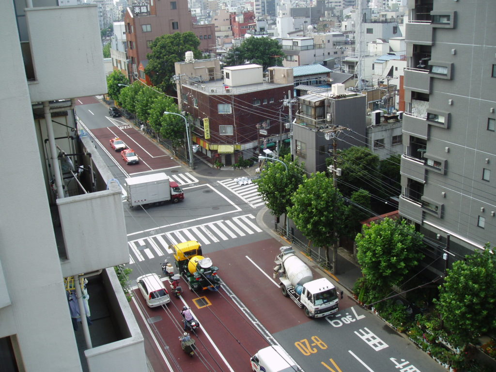 View from the hotel's balcony: street