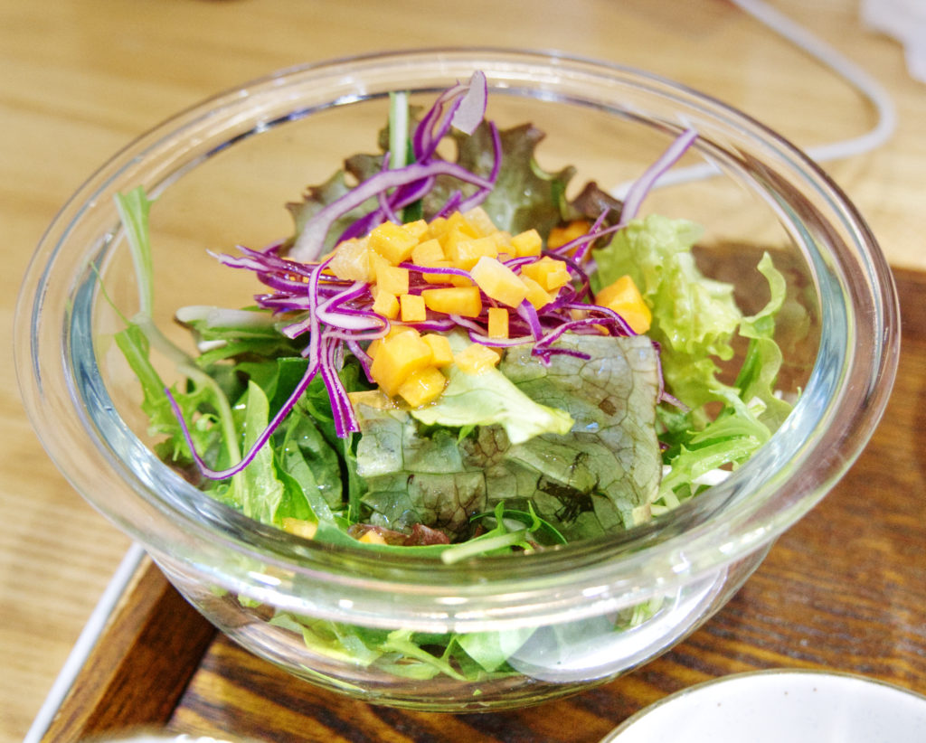 Small salad at the raw food restaurant